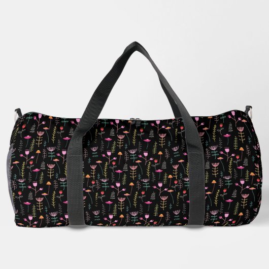 Neonfarbene Wildblumen, benutzerdefinierte Monogra Duffle Bag (Rückseite)