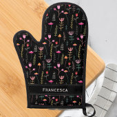 Neonfarbene Wildblumen, benutzerdefinierte Monogra Ofenhandschuh & Topflappen-Set