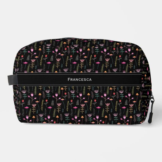 Neonfarbene Wildblumen, benutzerdefinierte Monogra Waschbeutel (Vorderseite)