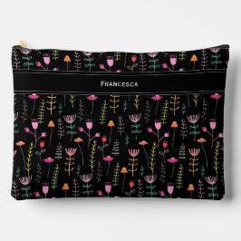 Neonfarbene Wildblumen, benutzerdefinierte Monogra Zubehörtasche