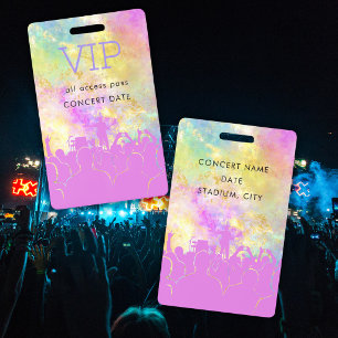 Neonfarbener Name VIP All Access Pass Konzert Ausweis