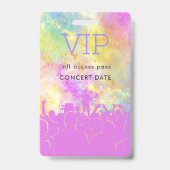 Neonfarbener Name VIP All Access Pass Konzert Ausweis (Vorderseite)
