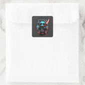Neonfarbener Ninja-Panda Quadratischer Aufkleber (Tasche)