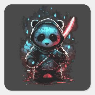 Neonfarbener Ninja-Panda Quadratischer Aufkleber