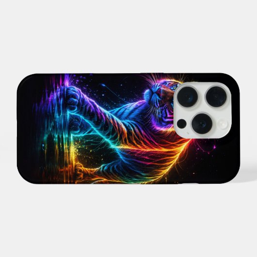 Neonfarbener Tiger iPhone Hülle (Rückseite (Horizontal))
