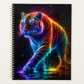Neonfarbener Tiger Notizbuch Planer (Vorderseite)