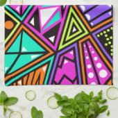 neonfarbenes abstraktes Küchentuch (Gefaltet)