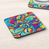 Neonfarbenes Abstraktes Muster Getränkeuntersetzer (Linke Seite)