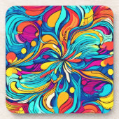 Neonfarbenes Abstraktes Muster Getränkeuntersetzer (Vorderseite)