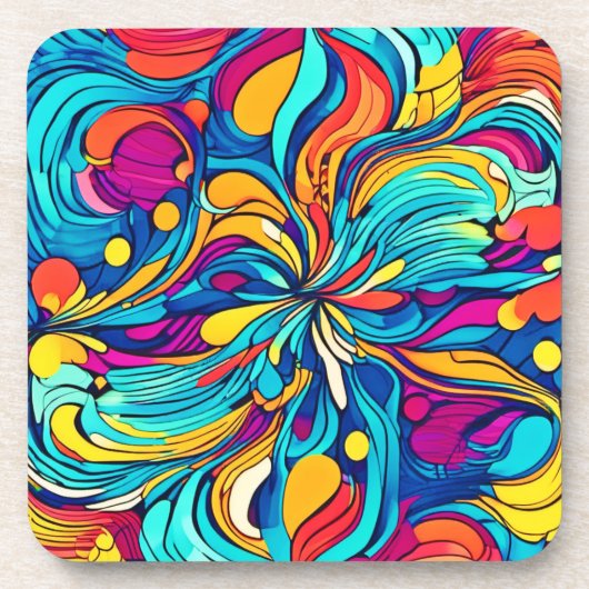 Neonfarbenes Abstraktes Muster Getränkeuntersetzer (Vorderseite)