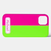 Neonfarbenrosa-Monogramm Case-Mate iPhone Hülle (Rückseite (Horizontal))