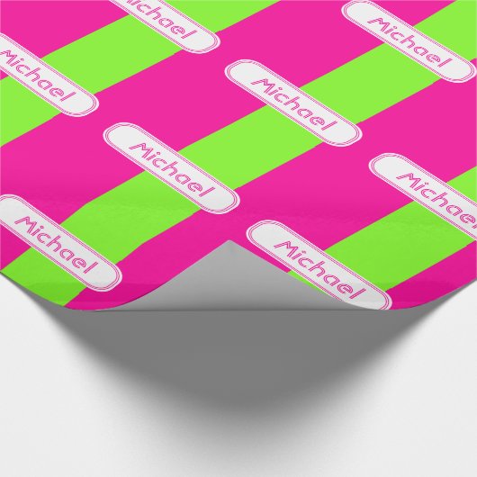 Neonfarbenrosa-Monogramm Geschenkpapier (Ecke)