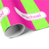 Neonfarbenrosa-Monogramm Geschenkpapier (Rolleneckpunkt)