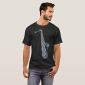 Neonfarbinhaltsaxophone-Dunkelheits-T - Shirt (Vorne ganz)
