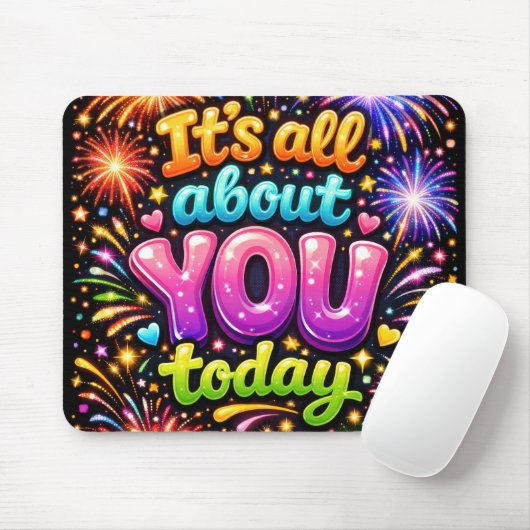 Neonfeuerwerk mit Sternen und Herzen Mousepad (Mit Mouse)