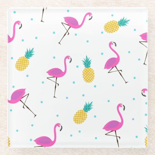 Neonflamingos 2 2 glasuntersetzer (Vorderseite)