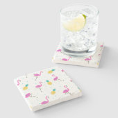 Neonflamingos 2 2 steinuntersetzer (Seitenansicht)