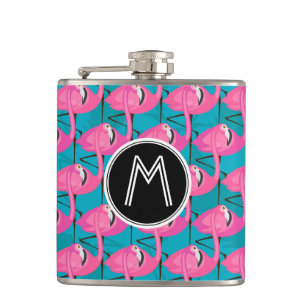 Neonflamingos   addieren Ihre Initiale Flachmann