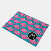 Neonflamingos | addieren Ihre Initiale Fußmatte (Schrägansicht)