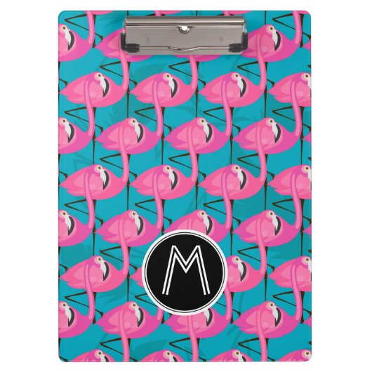 Neonflamingos | addieren Ihre Initiale Klemmbrett (Vorderseite)