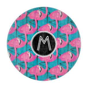 Neonflamingos   addieren Ihre Initiale Schneidebrett