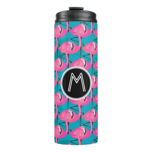 Neonflamingos zwei | addieren Ihre Initiale Thermosbecher (Vorderseite)