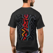 Neonfraktur: Abstraktes geometrisches Labyrinth T-Shirt (Rückseite)