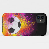 NeonFußball mit schwarzem Hintergrund Case-Mate iPhone Hülle (Rückseite (Horizontal))