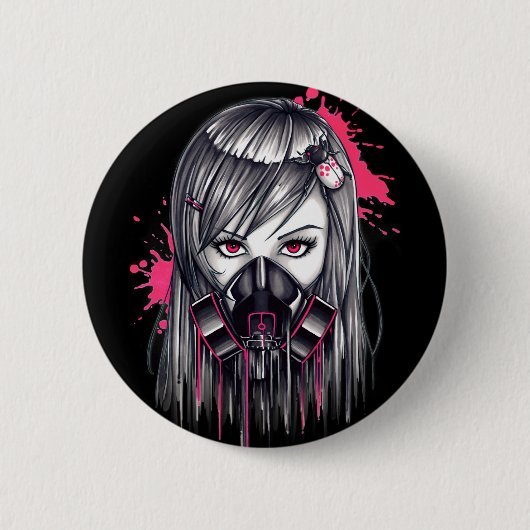 Neongasmaske-Mädchen Button (Vorderseite)
