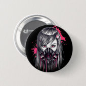 Neongasmaske-Mädchen Button (Vorne & Hinten)