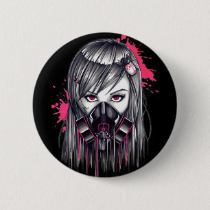 Neongasmaske-Mädchen Button