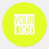 Neongelb - Logo hinzufügen Runder Aufkleber (Vorderseite)