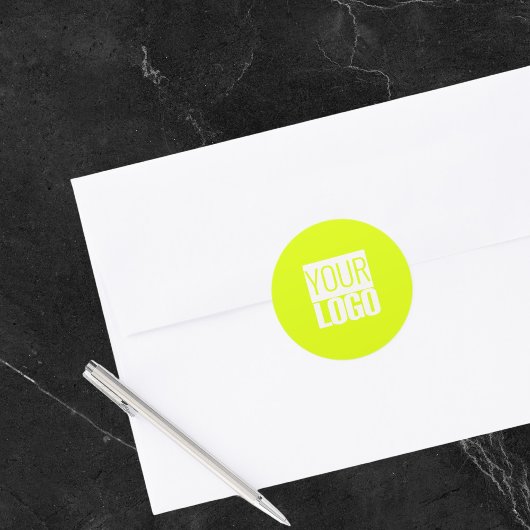 Neongelb - Logo hinzufügen Runder Aufkleber