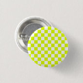 Neongelbe Schachbrett Vintag Button (Vorne & Hinten)