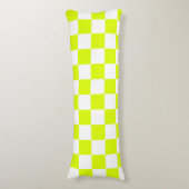 Neongelbe Schachbrett Vintag Seitenschläferkissen (Vorderseite Vertikal)