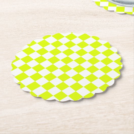 Neongelbe Schachbrett Vintag Untersetzer (angewinkelt)