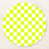 Neongelbe Schachbrett Vintag Untersetzer (Vorderseite)