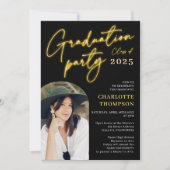 Neongelbe Schrift Spaß Abschluss Foto Bogen Einladung (Vorderseite)