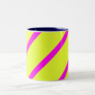 Neongelbe und lebhafte rosa Streifen Zweifarbige Tasse