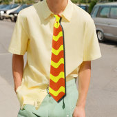 Neongelbe und orangefarbene Retrowellen Krawatte