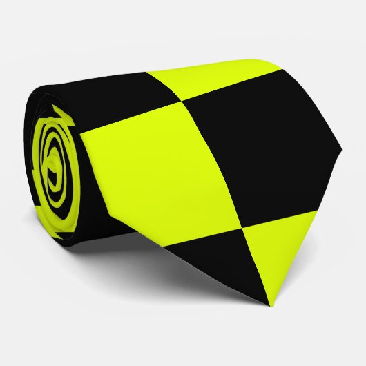 Neongelbes schwarzes Karton Vintag Krawatte (Gerollt)