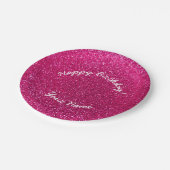 NeonGlitter des heißen Rosas alles Gute zum Pappteller (Schrägansicht)