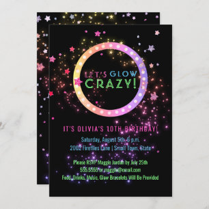 Neonglühen im dunklen Kindergeburtstag des Party-  Einladung