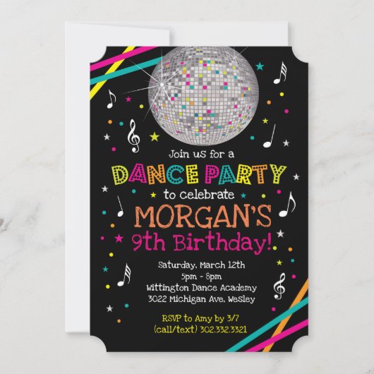 Neonglühen-Tanz-Party Einladung (Vorderseite)