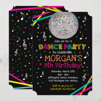 Neonglühen-Tanz-Party Einladung