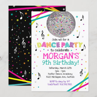 Neonglühen-Tanz-Party Einladung
