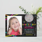 Neonglühen-Tanz-Party - Foto-Einladung Einladung (Stehend Vorderseite)