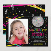 Neonglühen-Tanz-Party - Foto-Einladung Einladung (Vorne/Hinten)