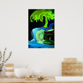 Neonglühen und Wasserfall abstrakt Poster (Küche)