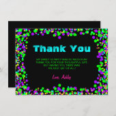 NeonglühenConfetti des Bonbon-16 Dankeskarte (Vorne/Hinten)